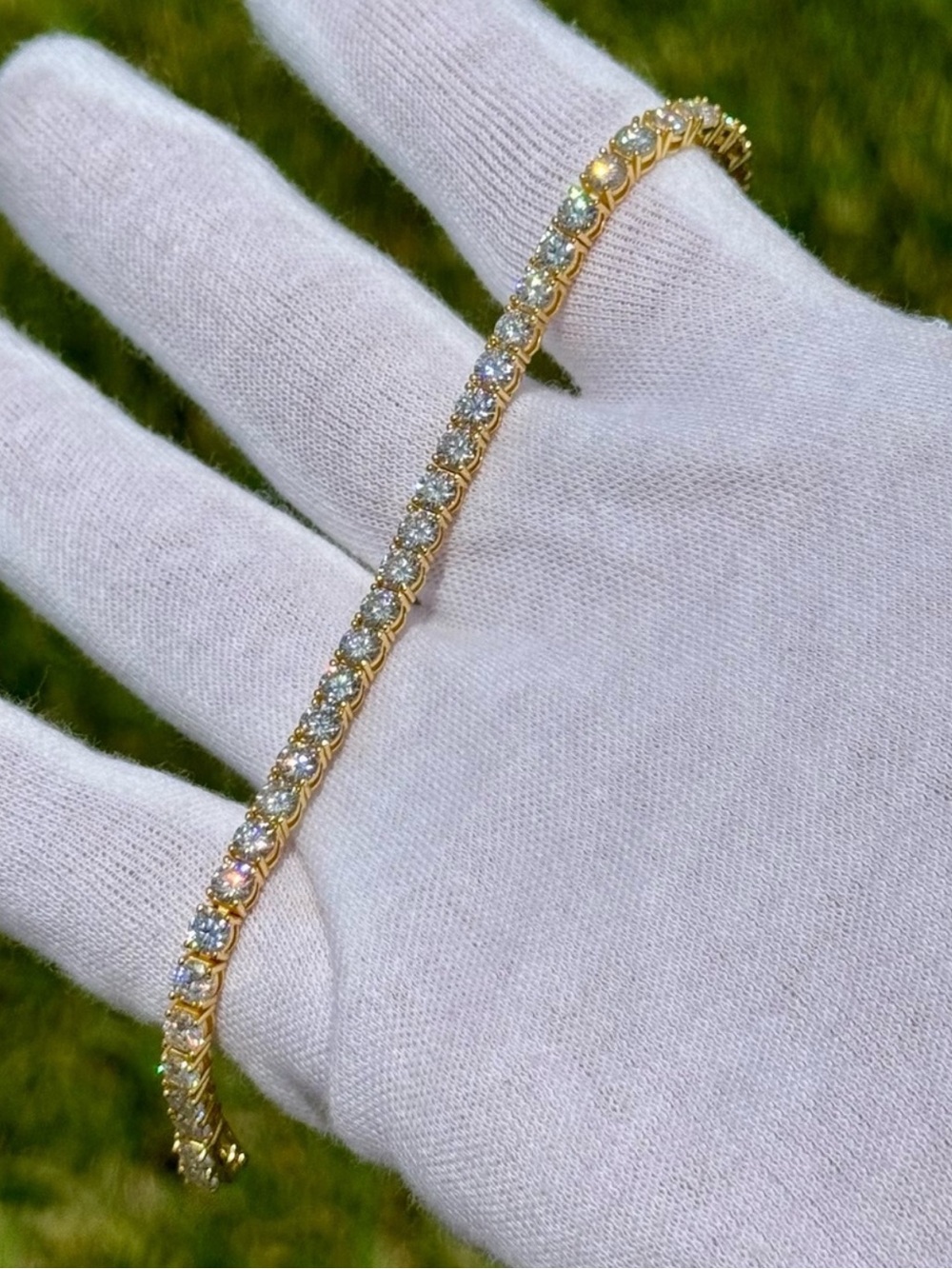 18K Gold Plated, 11.7CTW Moissanite Tennis Bracelet - 8.5”
